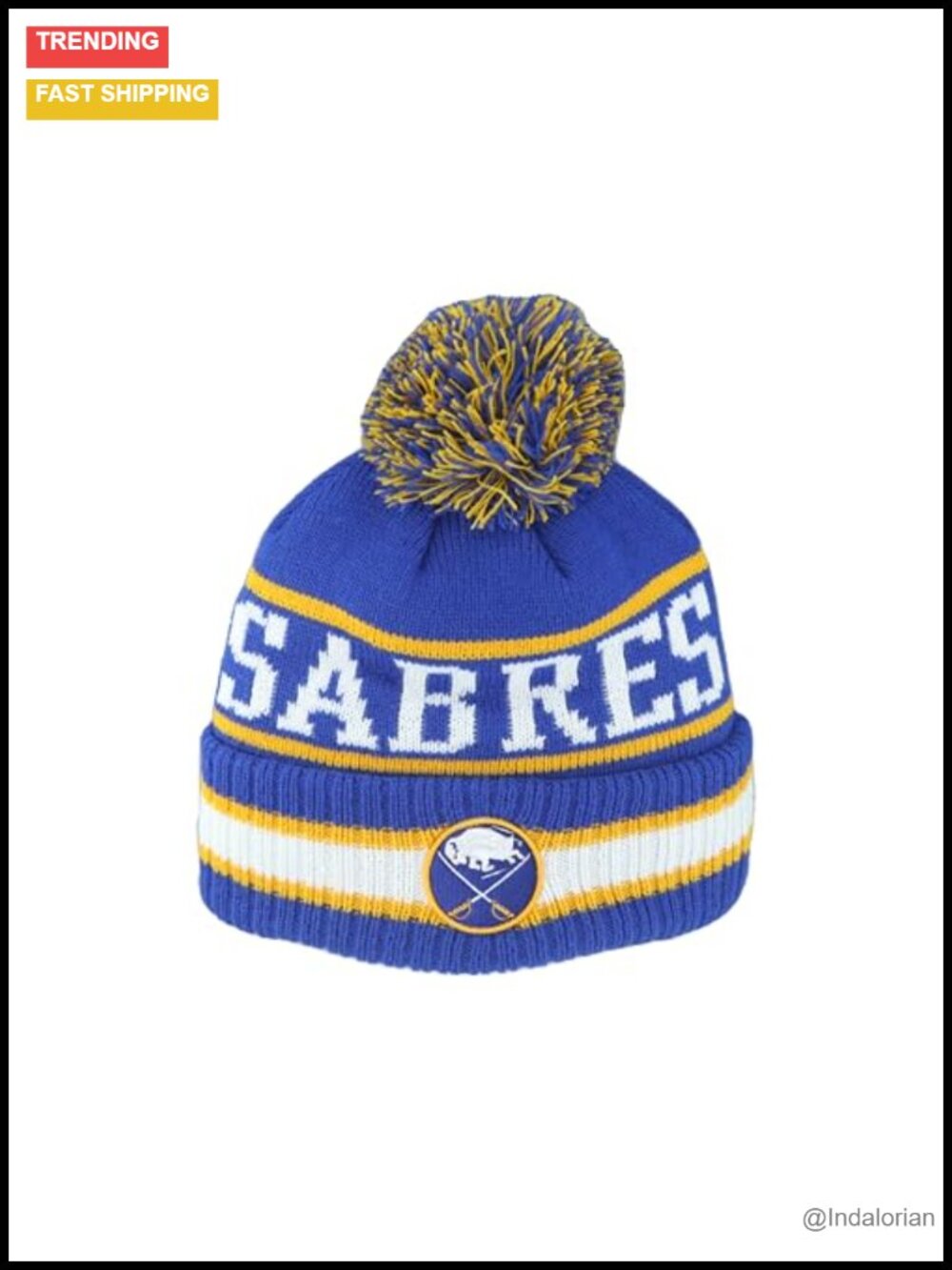 NHL Officially Licensed Buffalo Sabres Pom Beanie Freestyle Knit Hat